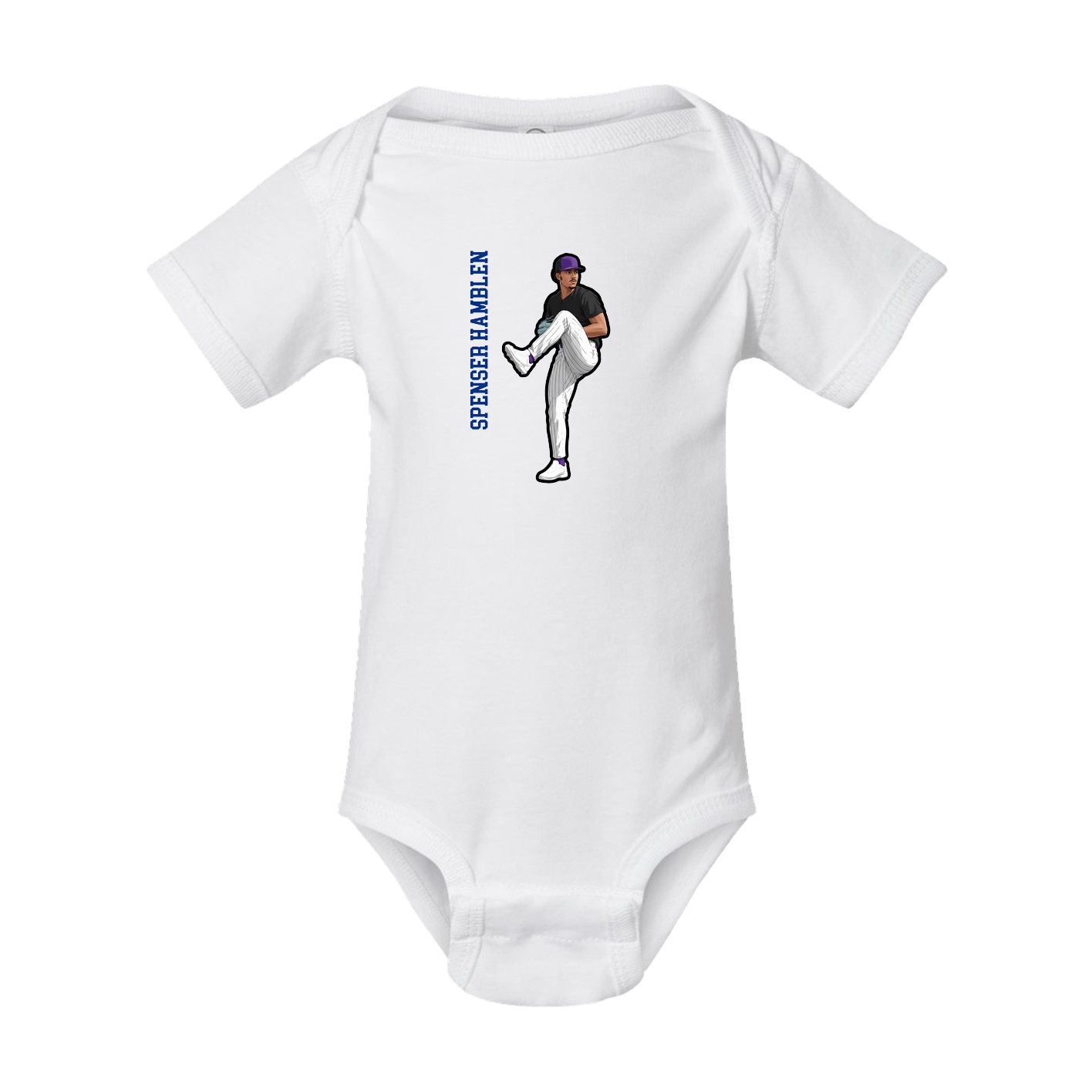 Baby Onesie — Name Vertical in White