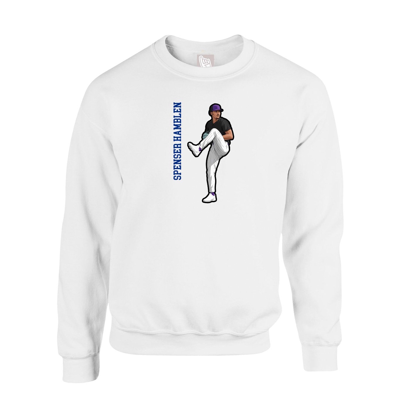 Fleece Crew — Name Vertical in White