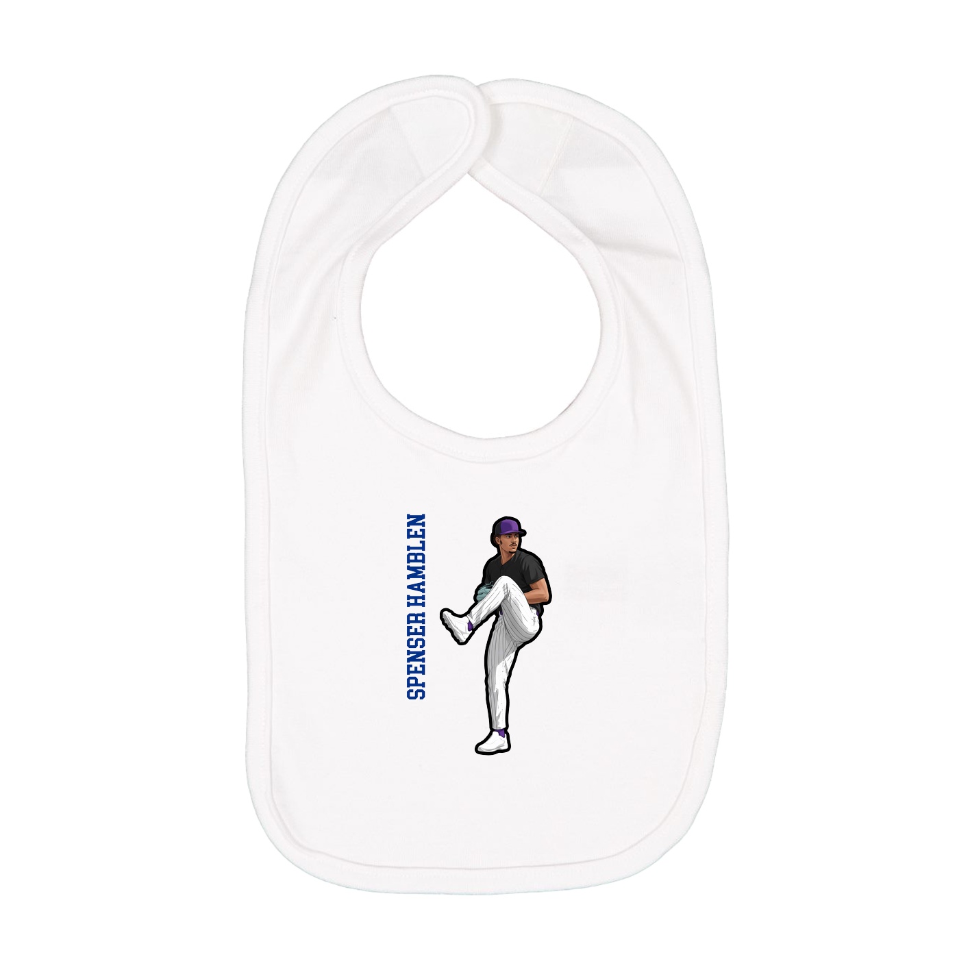 Infant Bib — Name Vertical in White