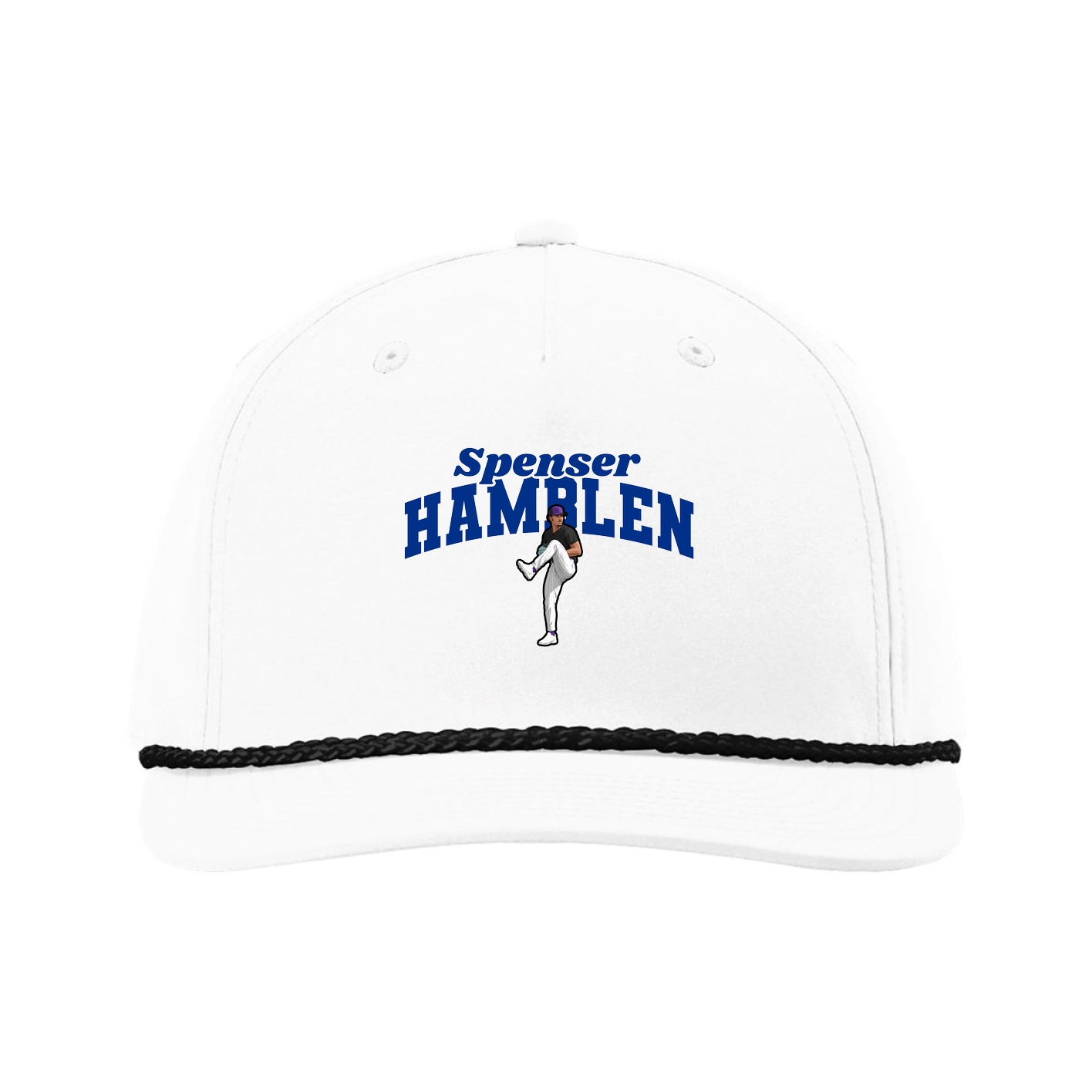 Five-Panel Classic Rope Cap — Signature Arch in White