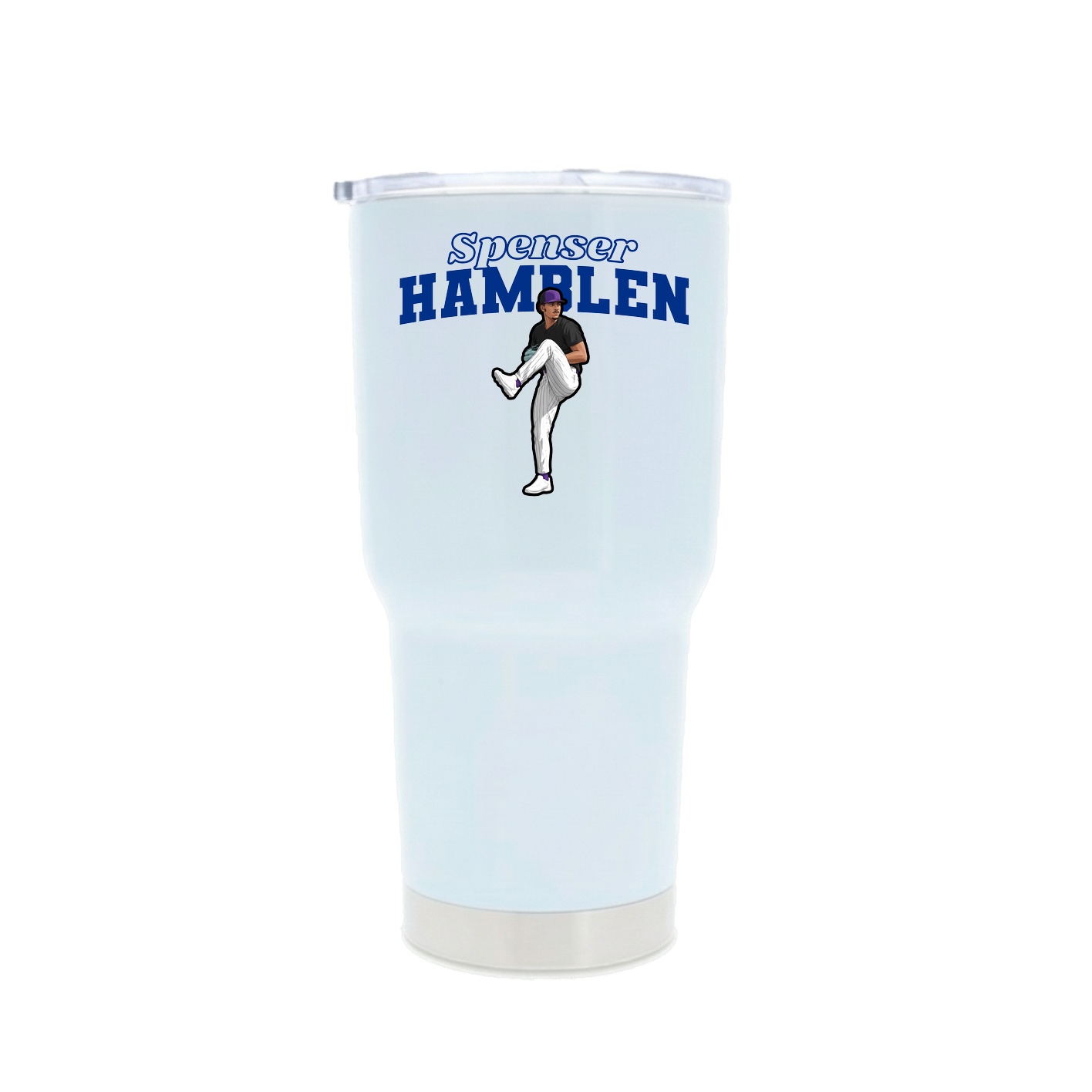 30oz Stainless Steel Tumbler — Name Arch in White
