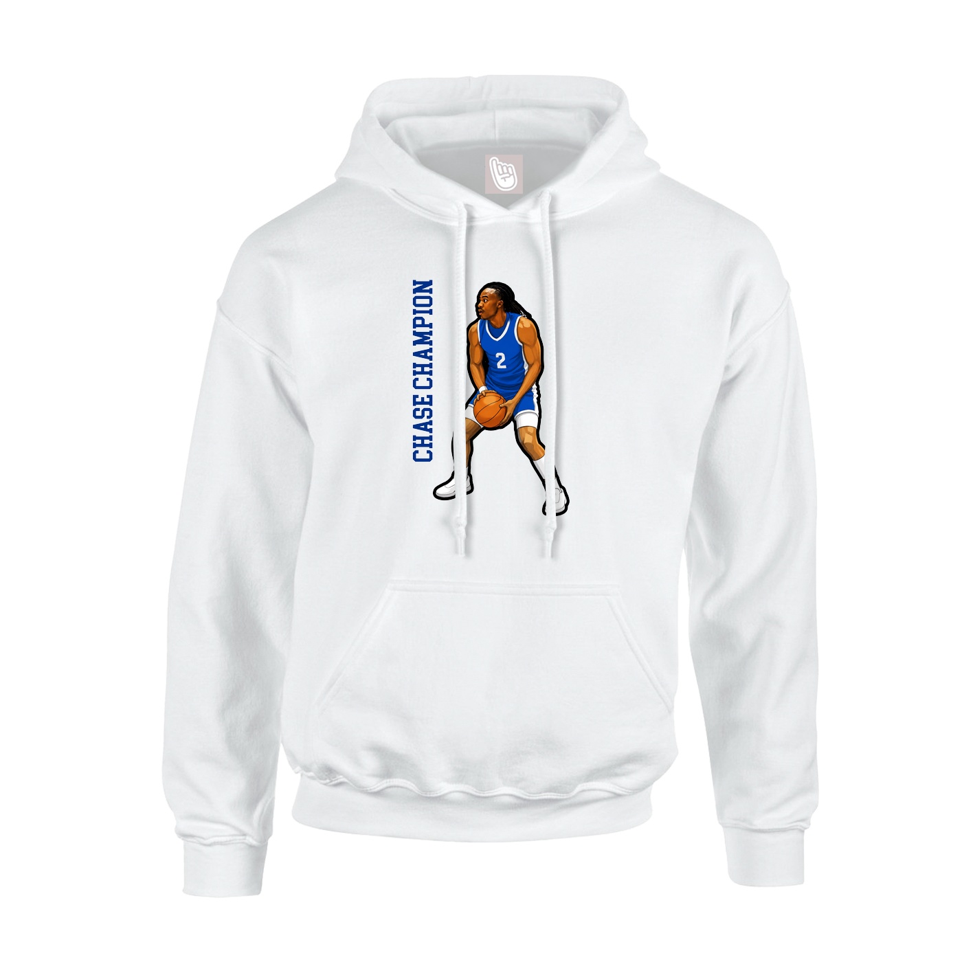 Youth Hoodie — Name Vertical in White