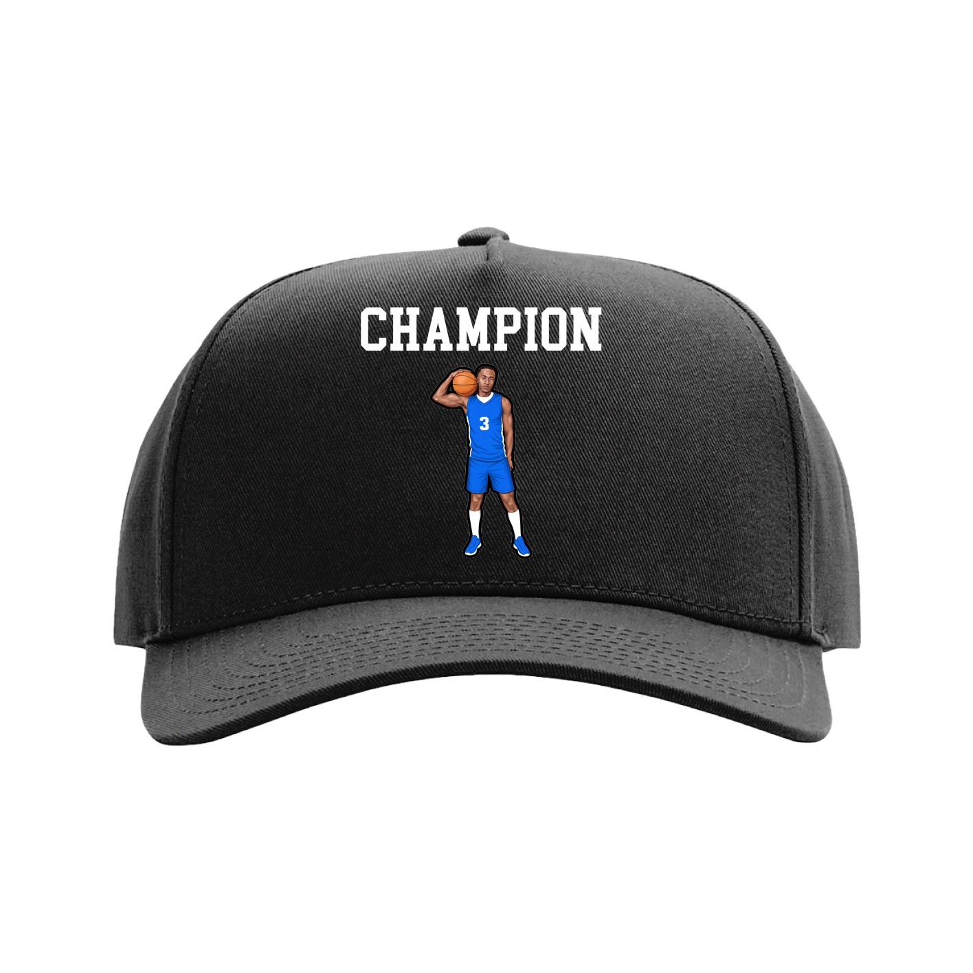 Full Fabric Five-Panel Champ Cap — Shirsey in Black