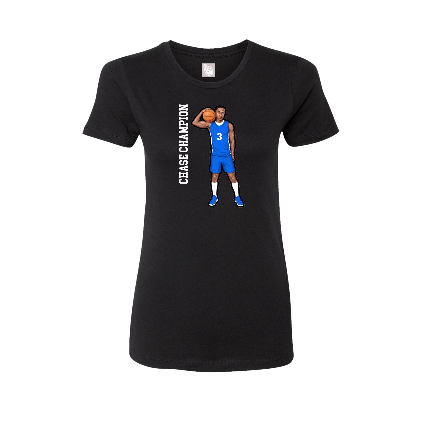 Fitted Women's Tee — Name Vertical in Black