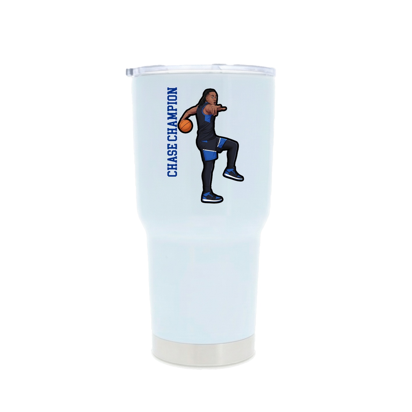 30oz Stainless Steel Tumbler — Name Vertical in White