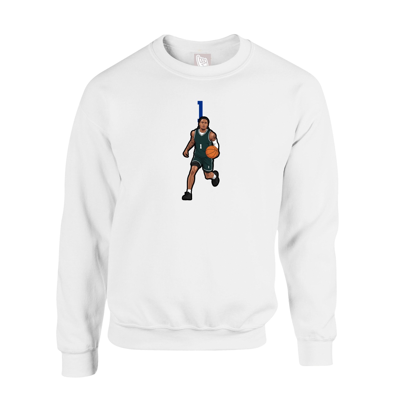 Fleece Crew — Number Top in White