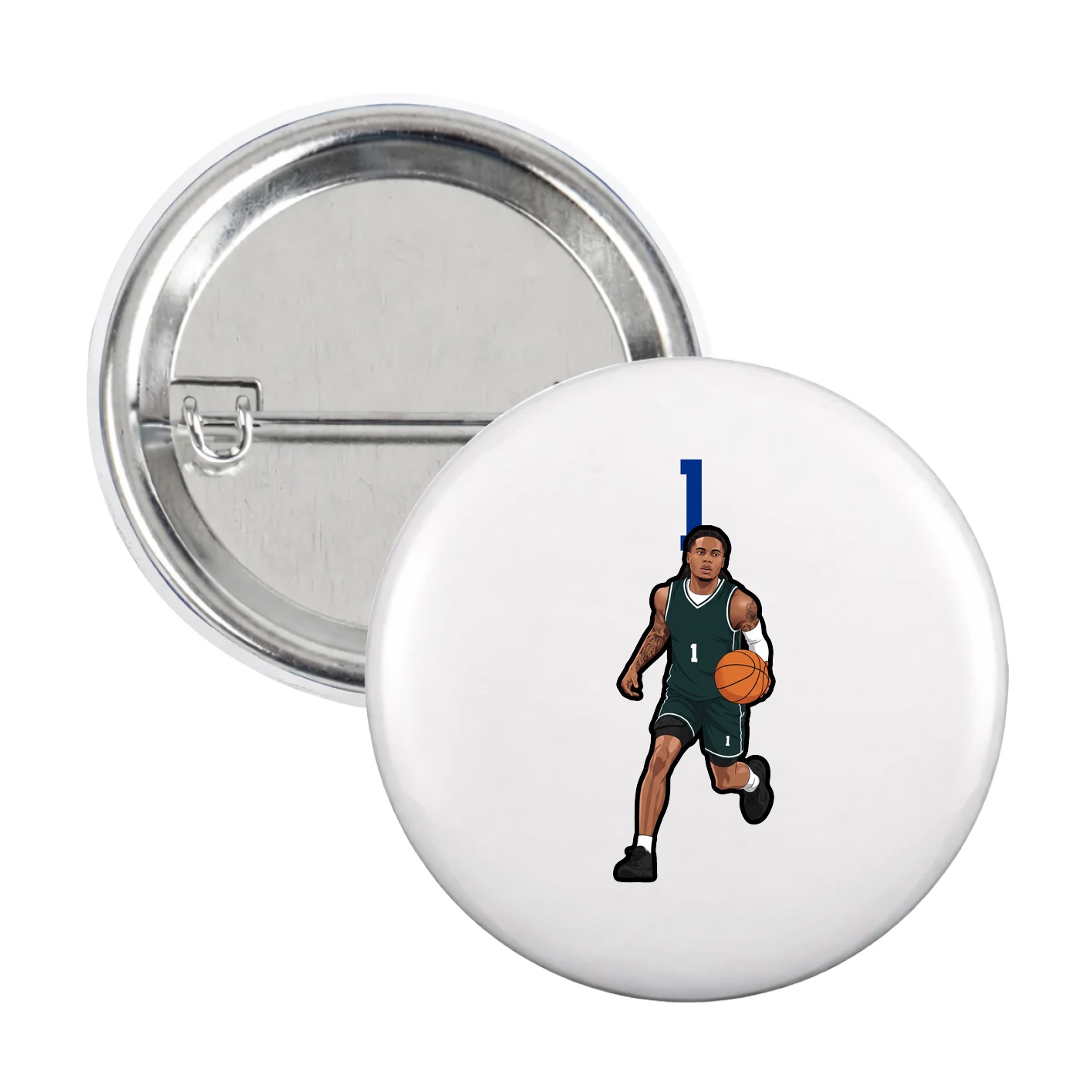 Game Day Button — Number Top in White