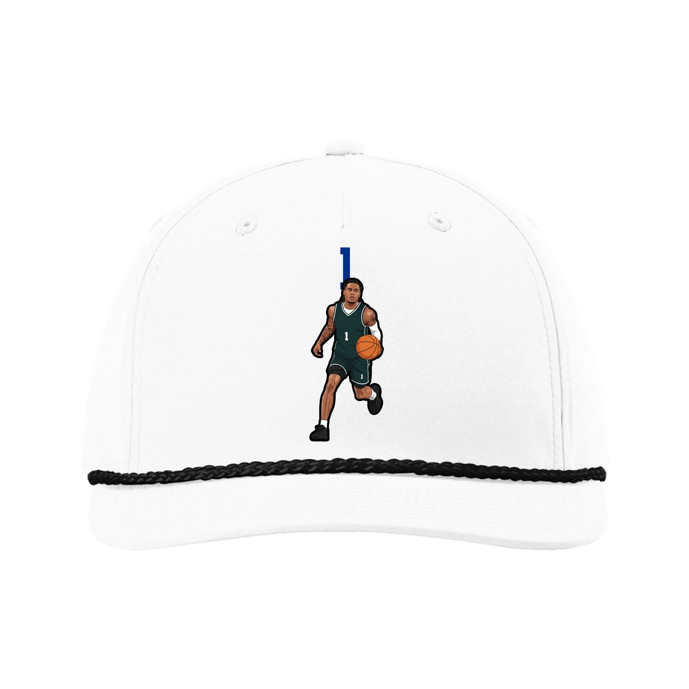 Five-Panel Classic Rope Cap — Number Top in White