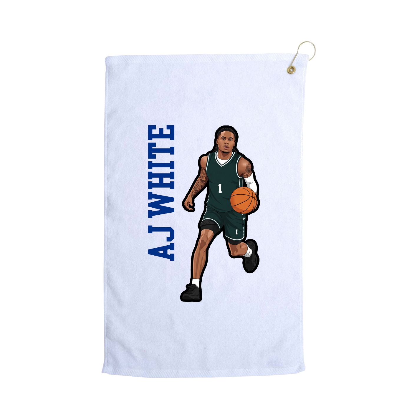 Golf Towel — Name Vertical in White