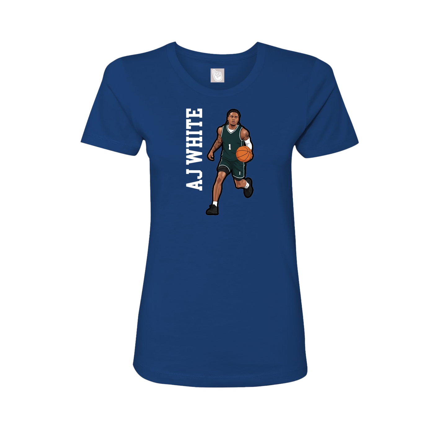 Fitted Women's Tee — Name Vertical in Royal