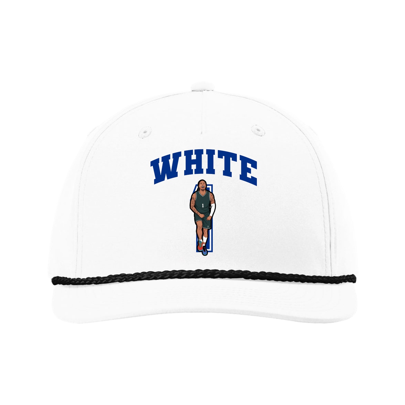 Five-Panel Classic Rope Cap — Number in White