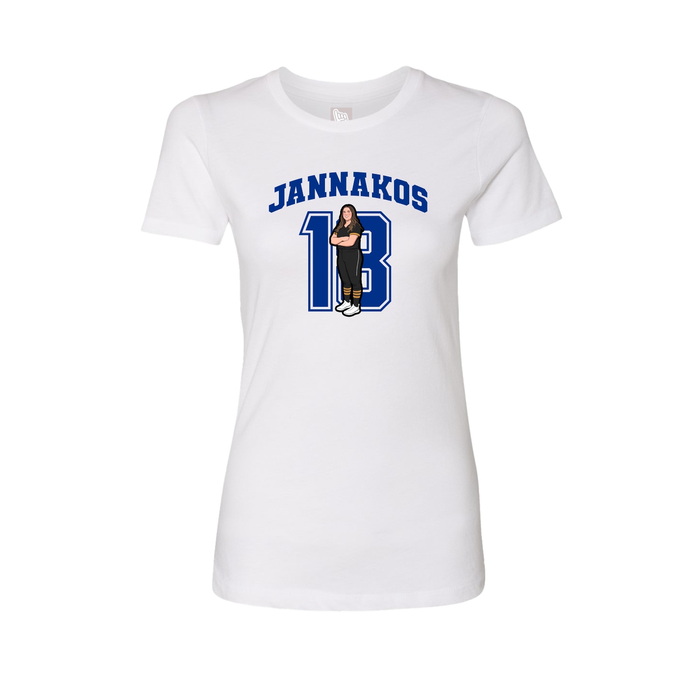 Fitted Women's Tee — Number in White