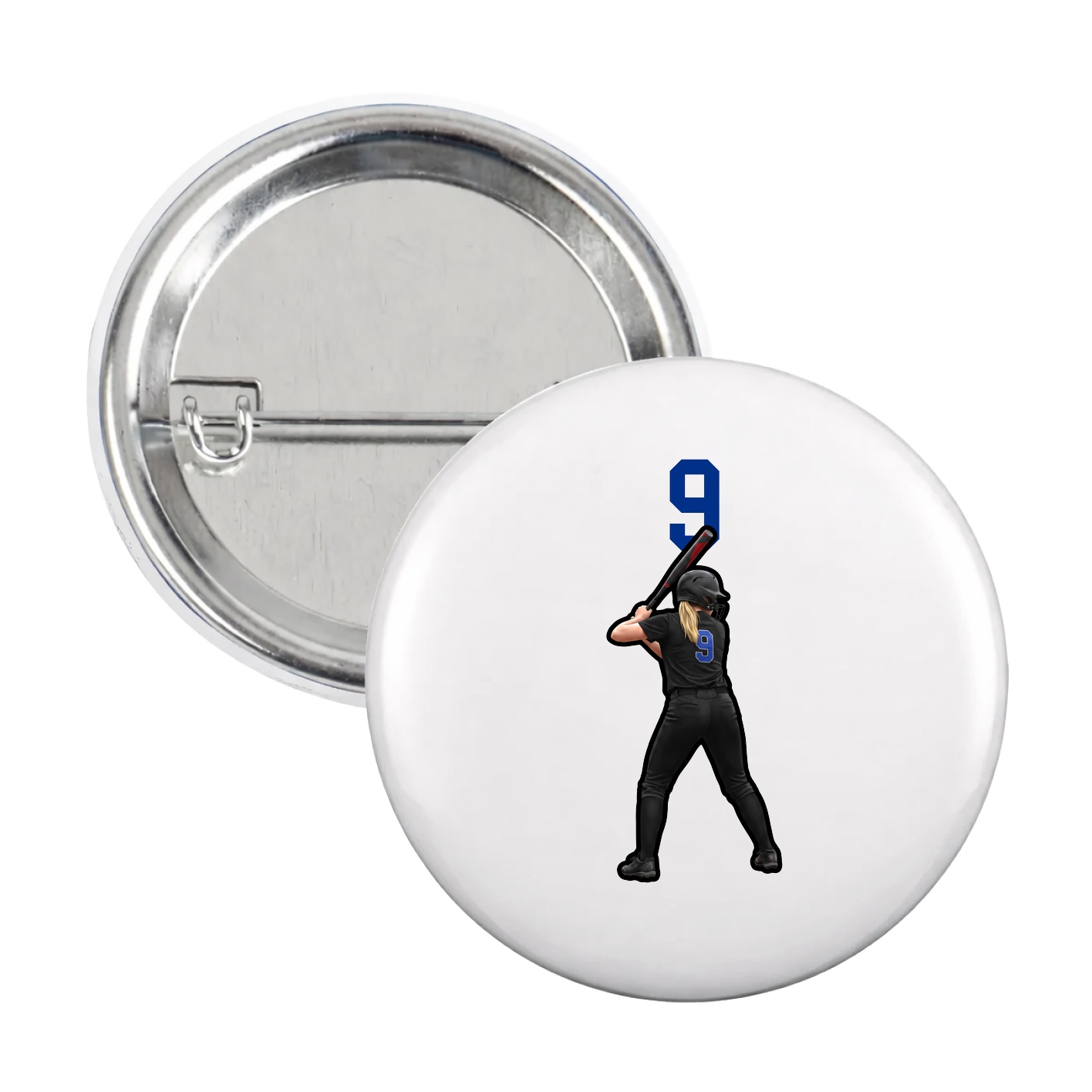 Game Day Button — Number Top in White