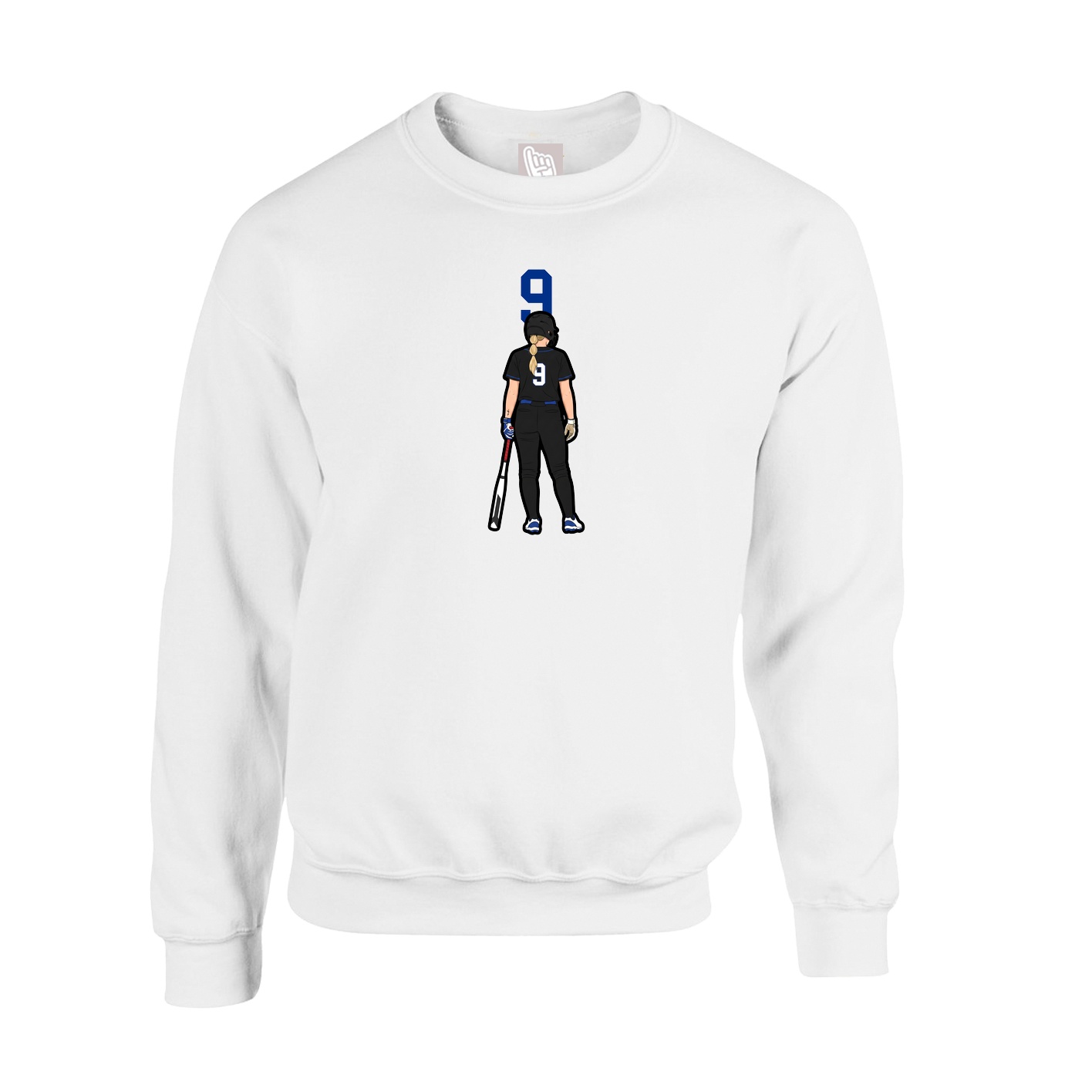 Fleece Crew — Number Top in White