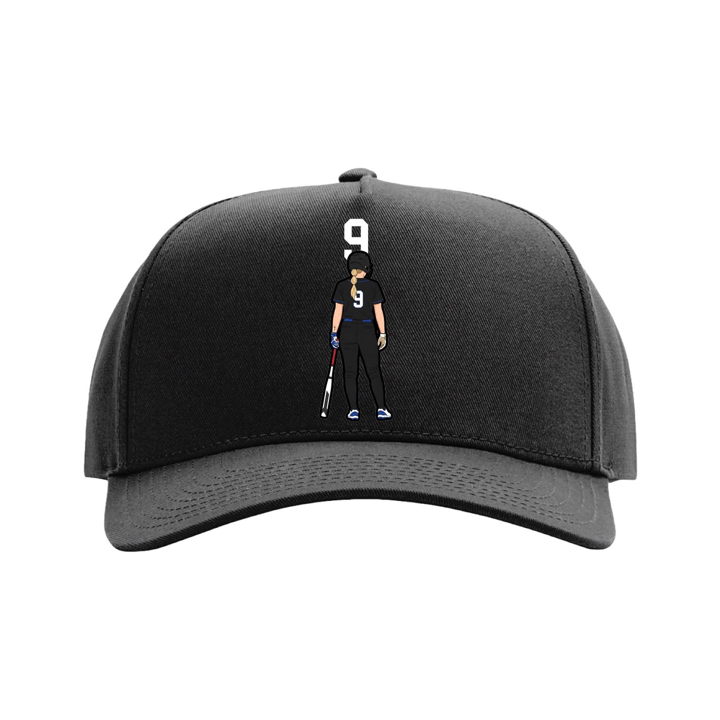 Full Fabric Five-Panel Champ Cap — Number Top in Black