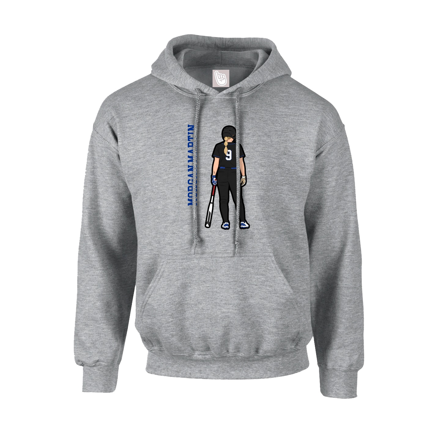 Youth Hoodie — Name Vertical in Grey
