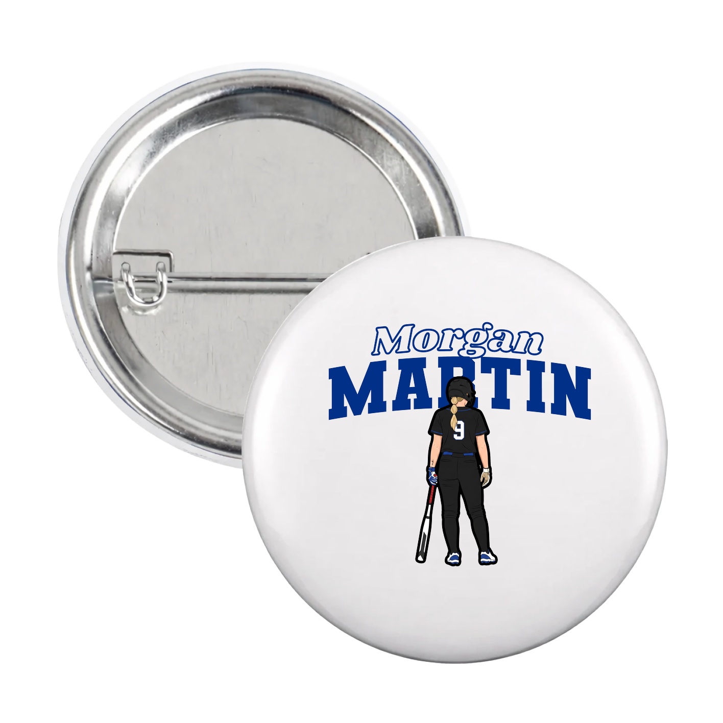 Game Day Button — Name Arch in White