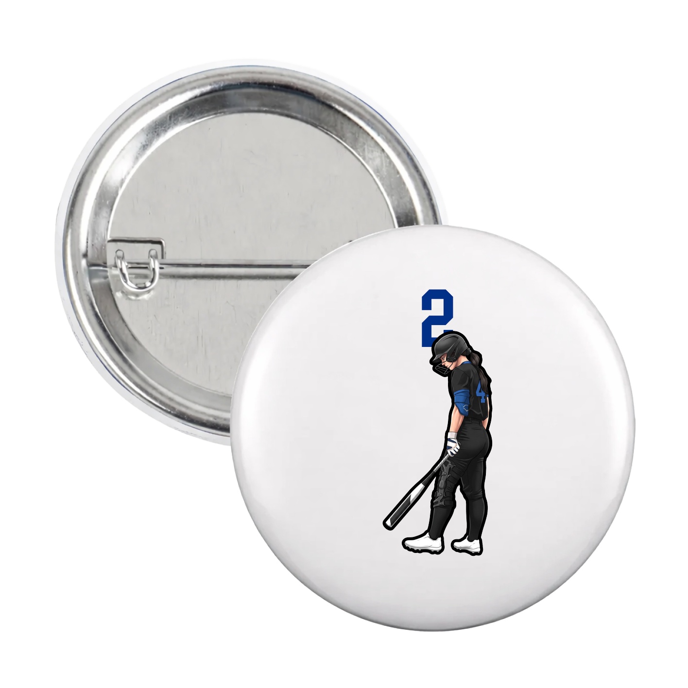 Game Day Button — Number Top in White