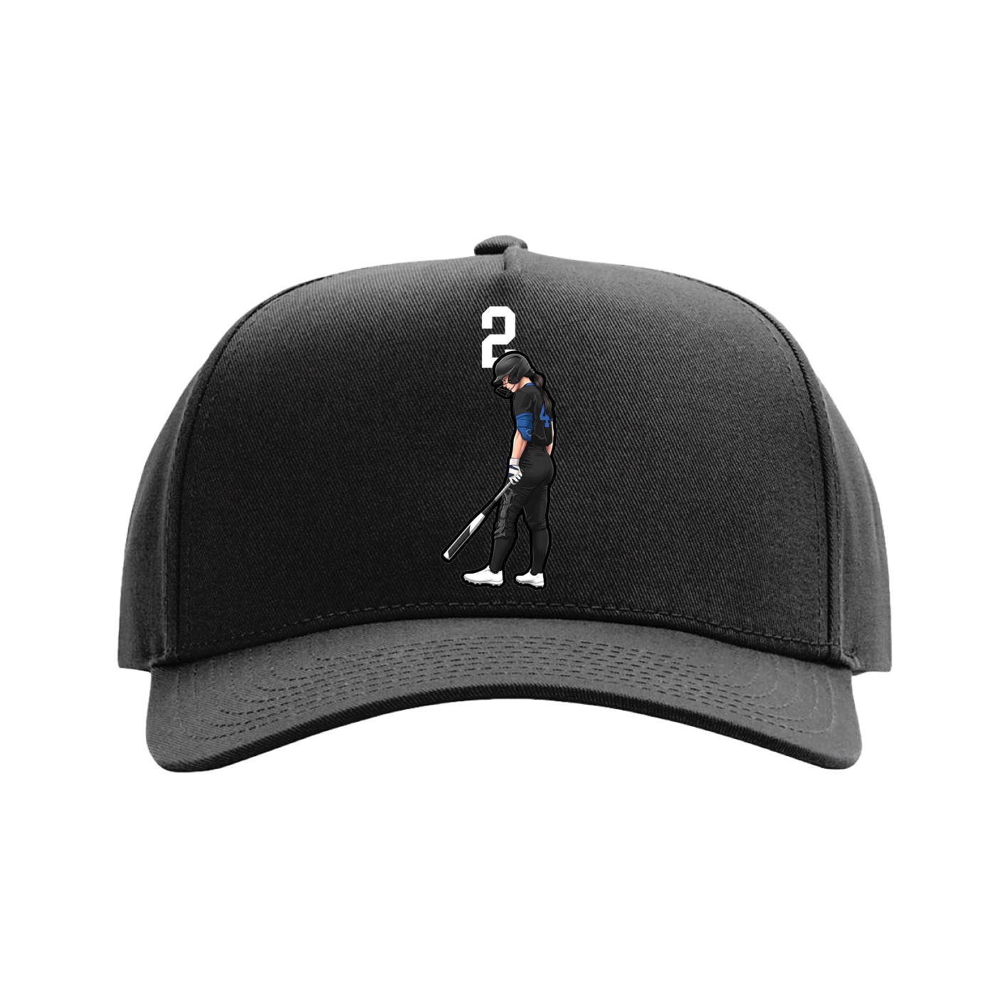 Full Fabric Five-Panel Champ Cap — Number Top in Black