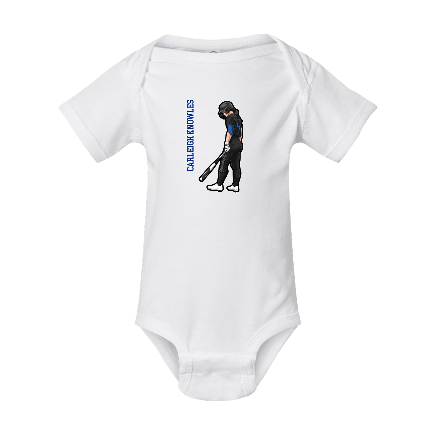 Baby Onesie — Name Vertical in White