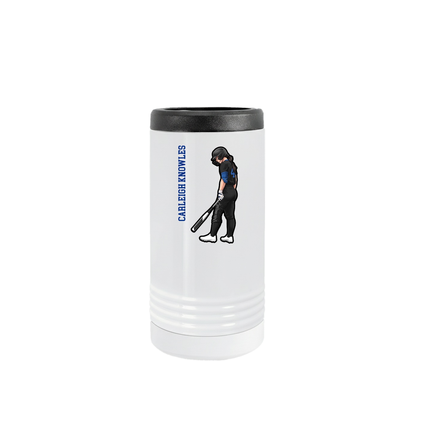 Slim Beverage Holder — Name Vertical in White