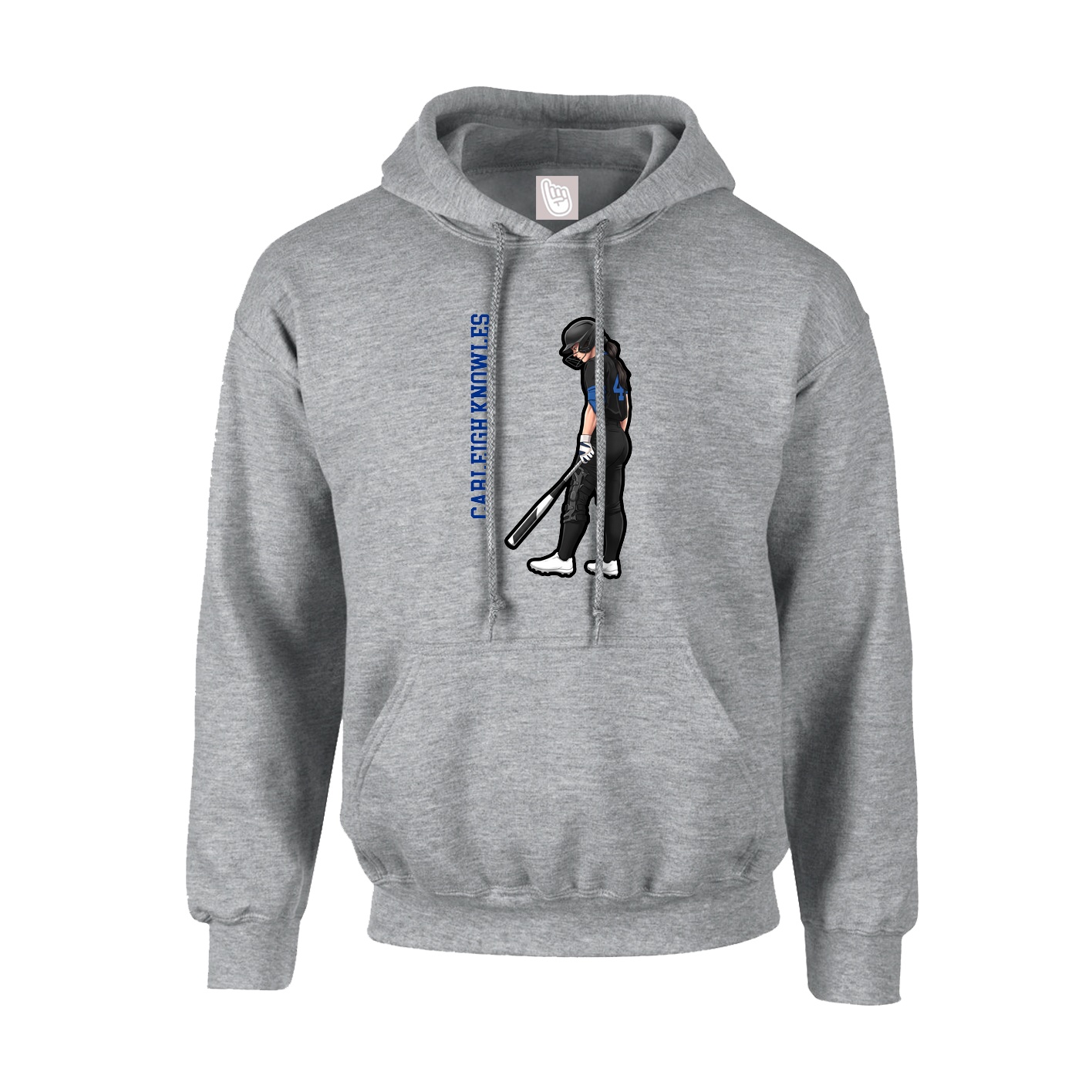 Youth Hoodie — Name Vertical in Grey