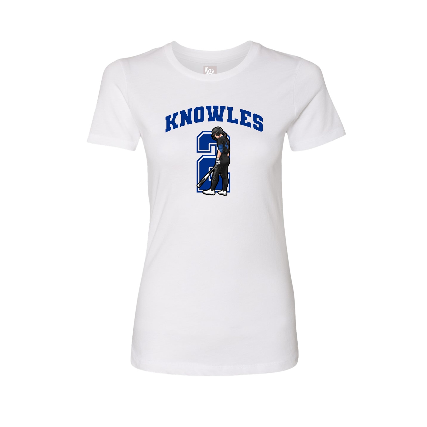 Fitted Women's Tee — Number in White