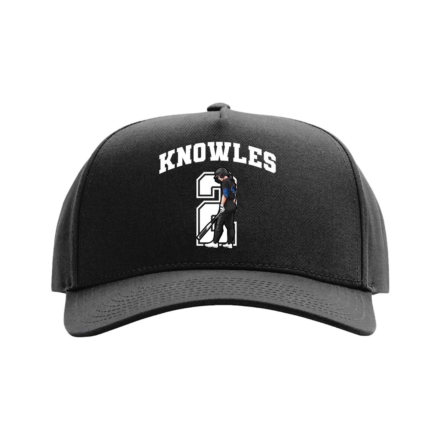Full Fabric Five-Panel Champ Cap — Number in Black