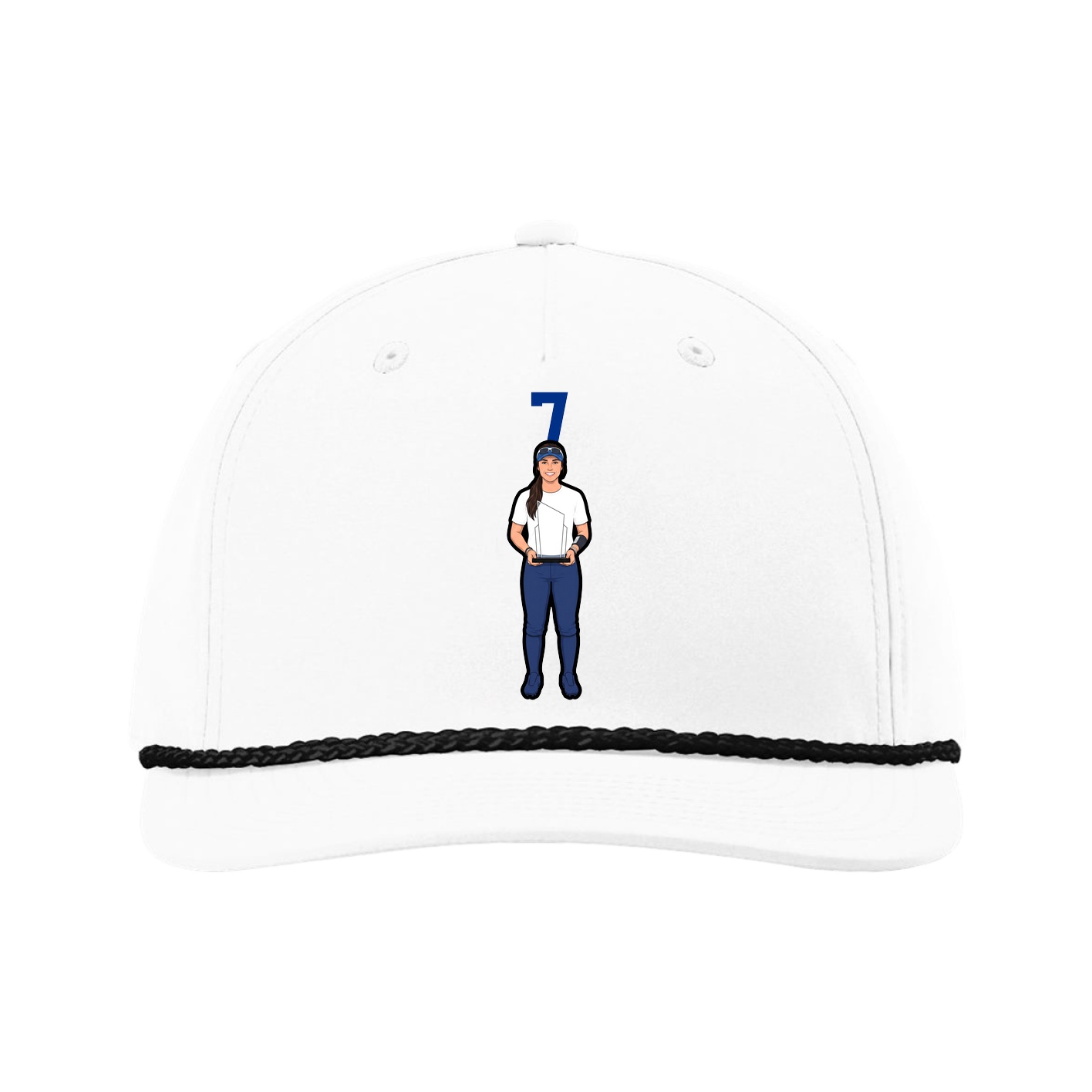 Five-Panel Classic Rope Cap — Number Top in White