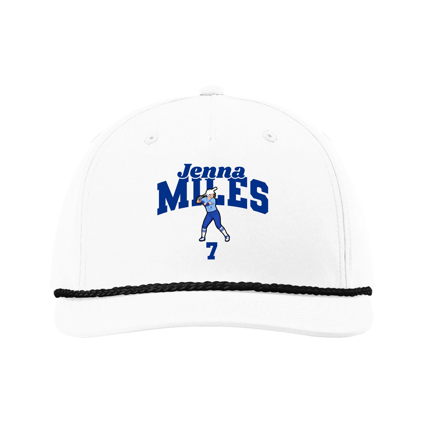 Five-Panel Classic Rope Cap — Signature Arch in White