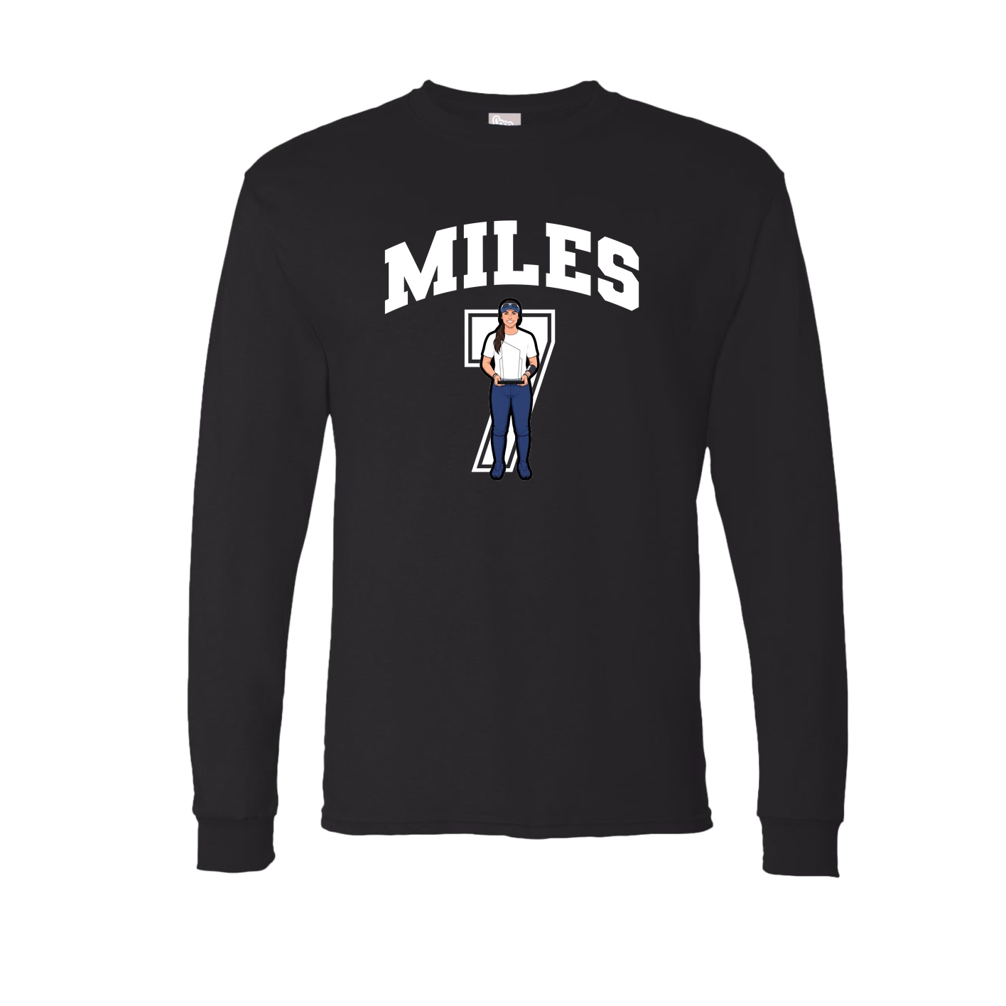 Long Sleeve Tee — Number in Black