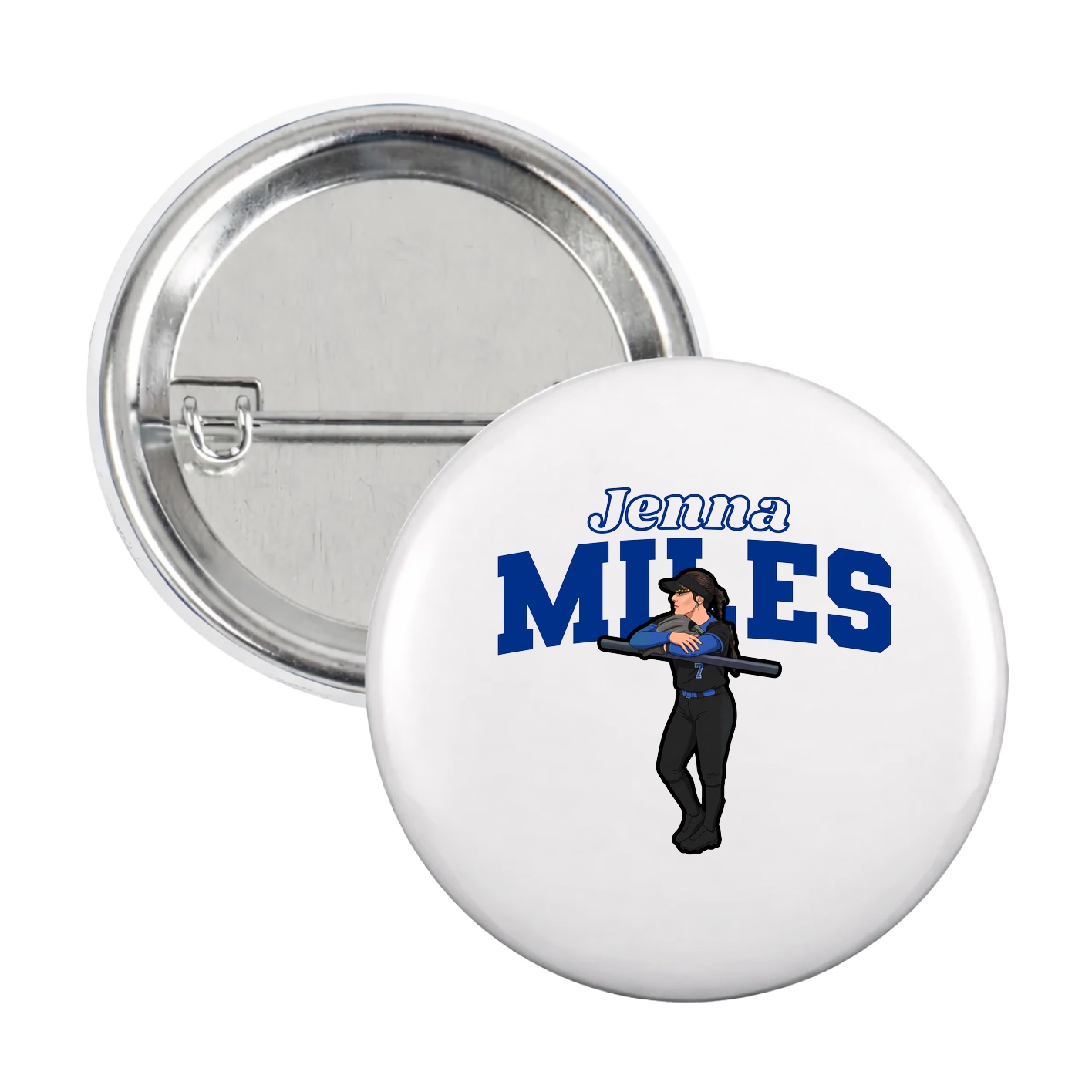 Game Day Button — Name Arch in White