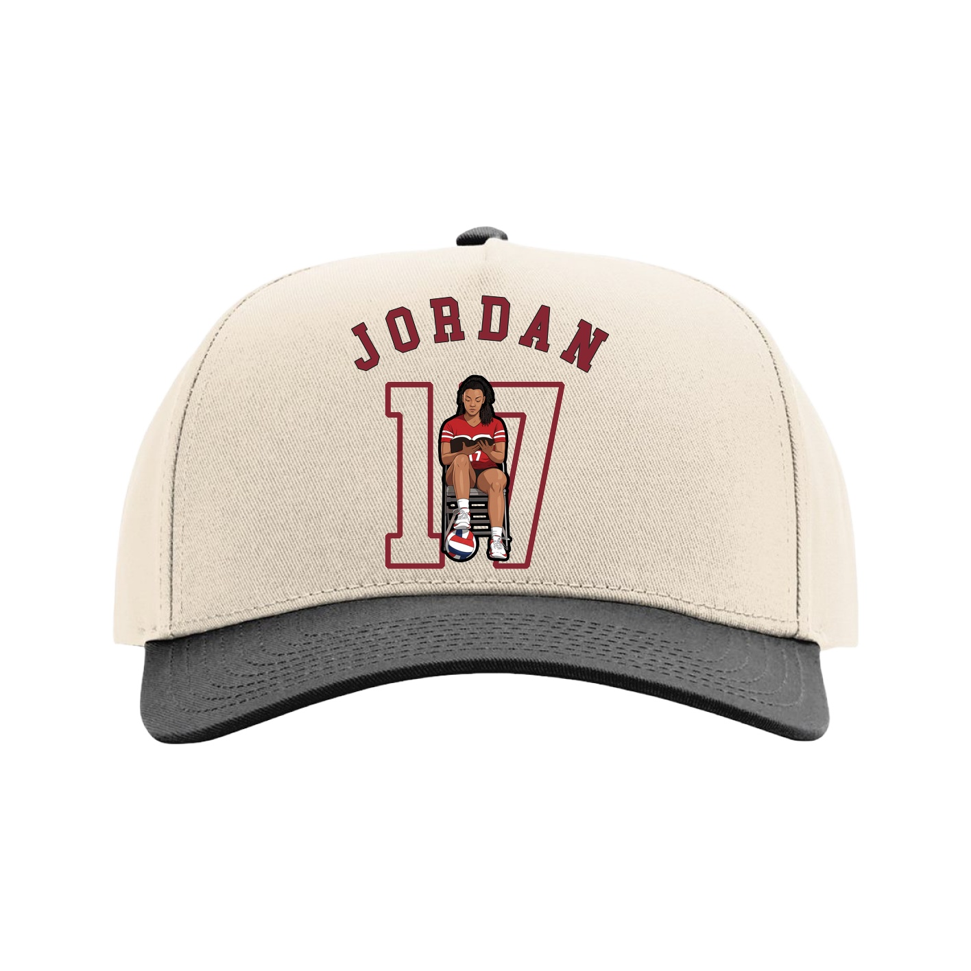 Full Fabric Five-Panel Champ Cap — Shirsey Arch in Cream/Black