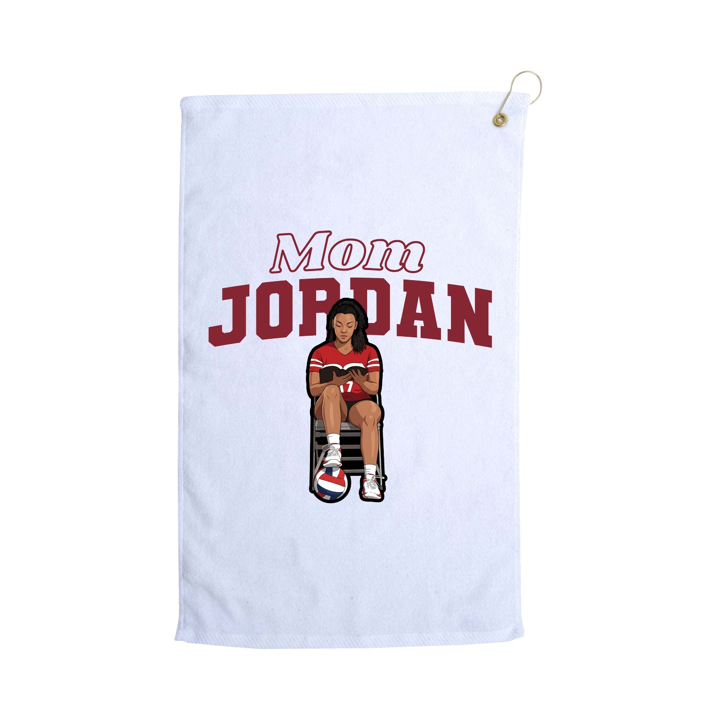 Golf Towel — Mothers Day Block in White