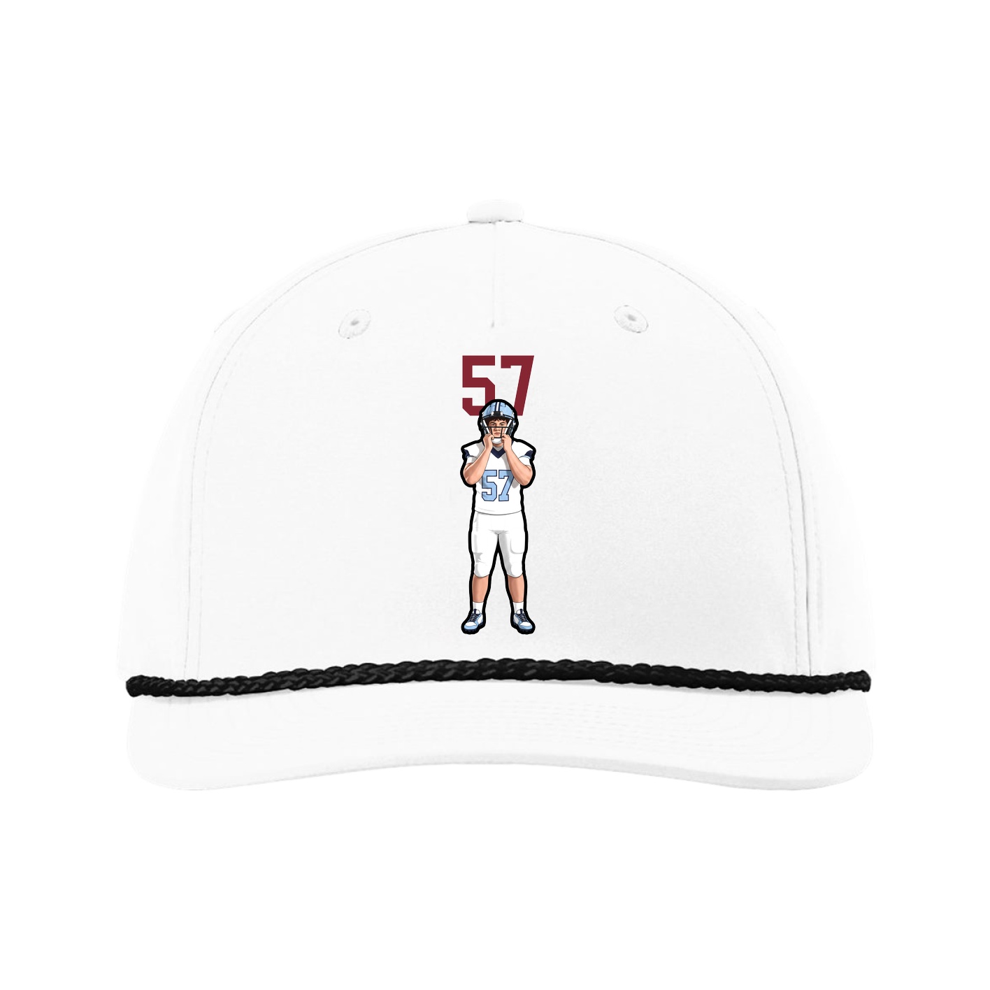 Five-Panel Classic Rope Cap — Number Top in White