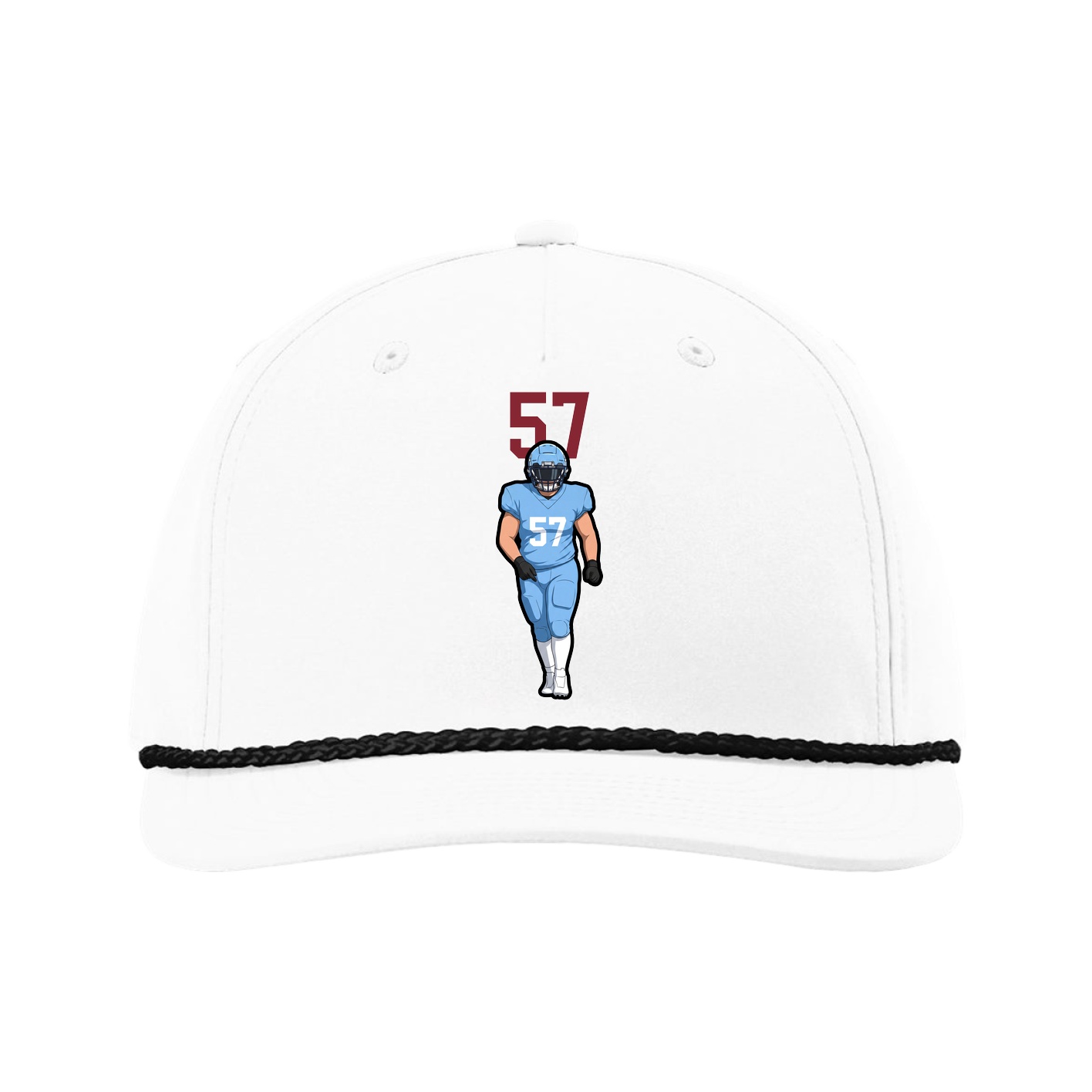 Five-Panel Classic Rope Cap — Number Top in White
