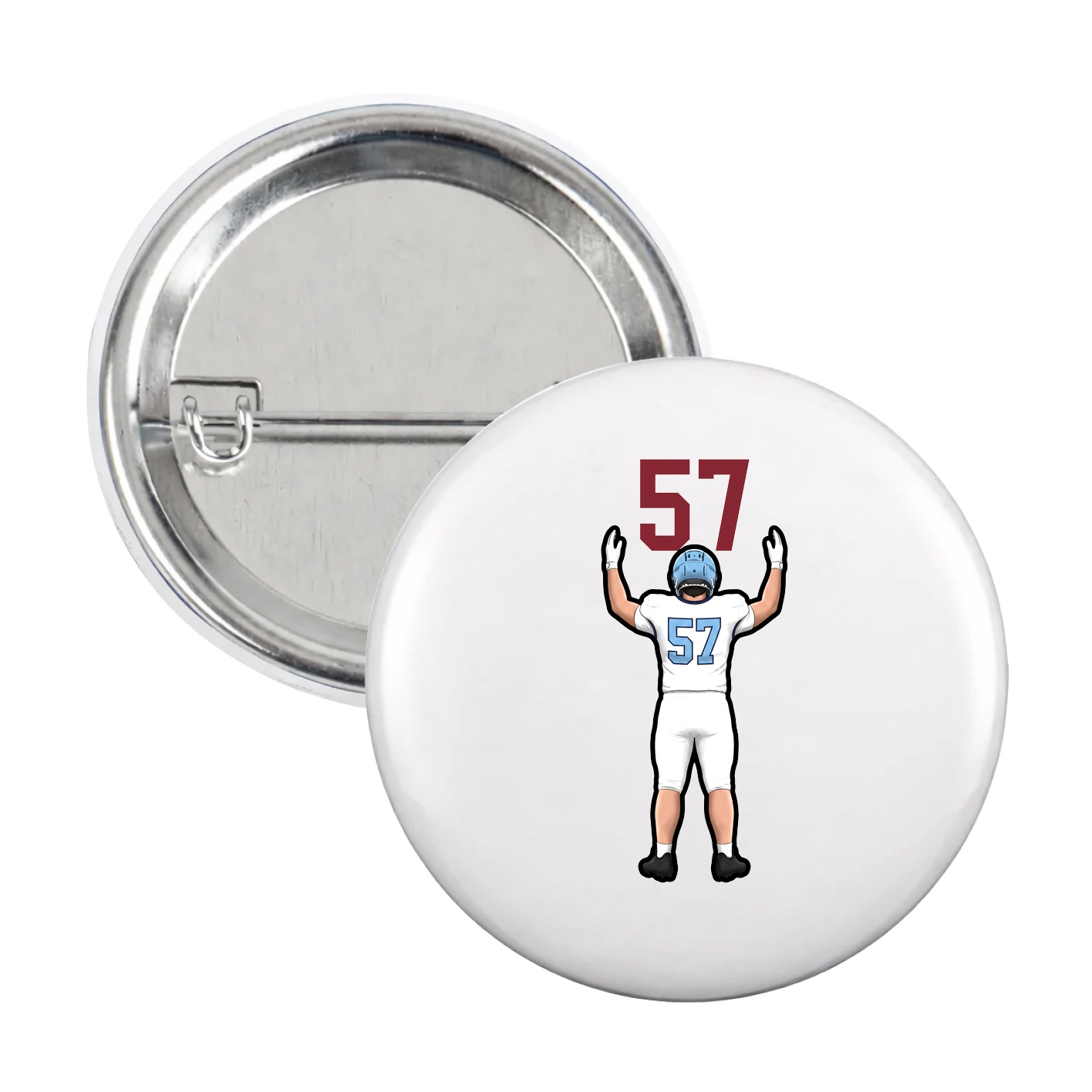 Game Day Button — Number Top in White