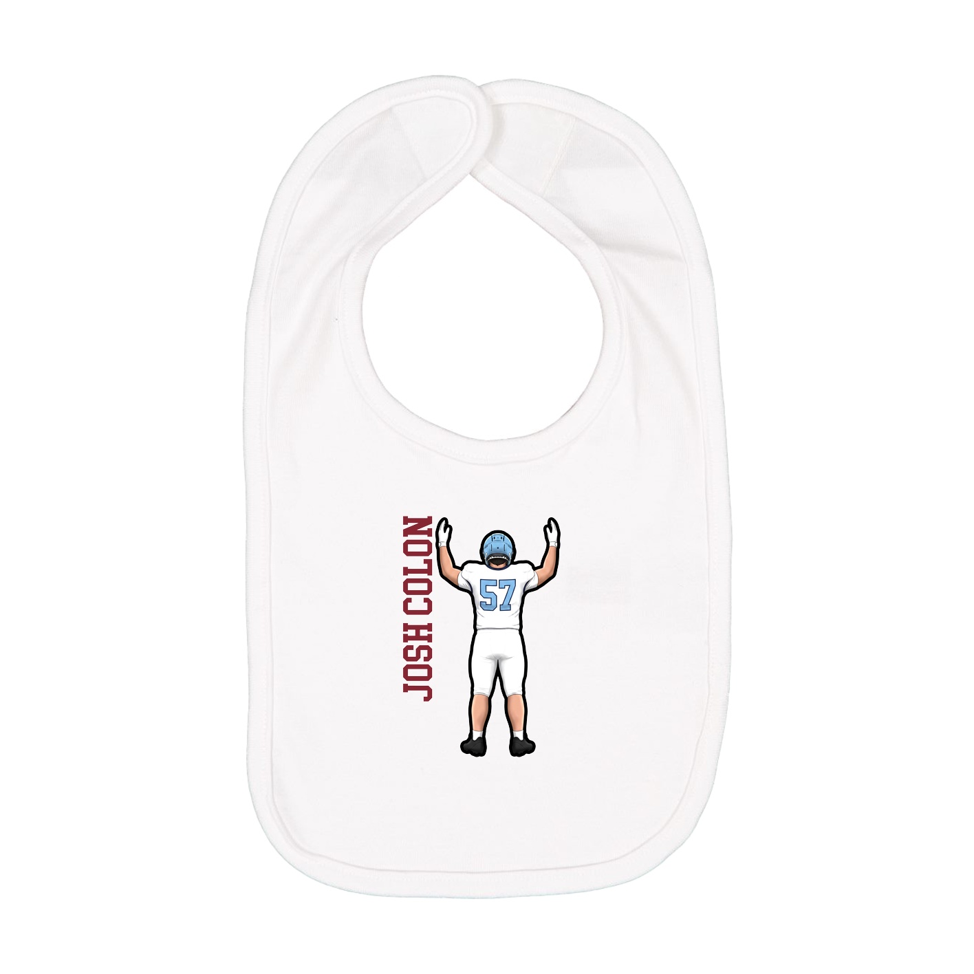Infant Bib — Name Vertical in White