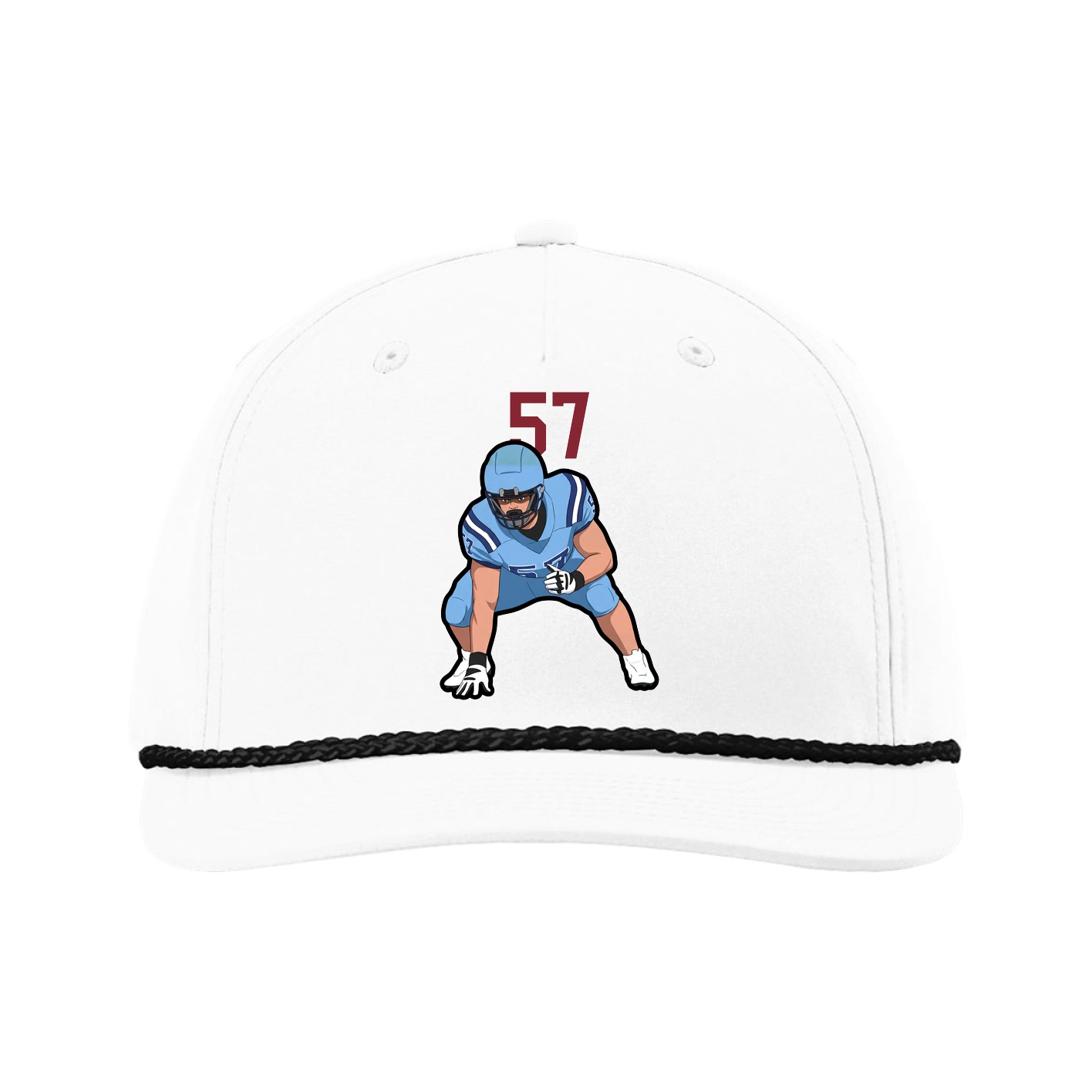 Five-Panel Classic Rope Cap — Number Top in White