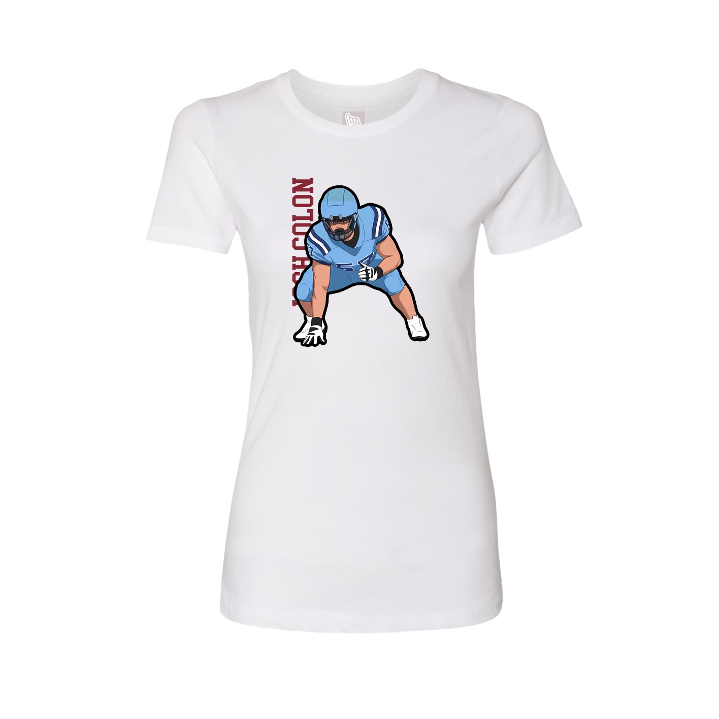 Fitted Women's Tee — Name Vertical in White