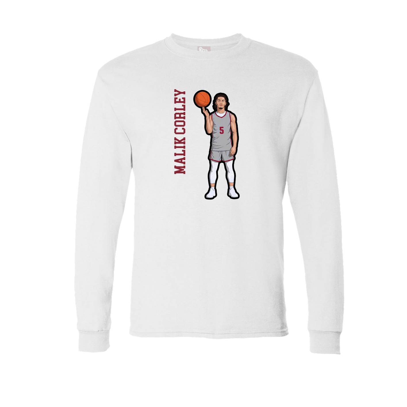 Long Sleeve Tee — Name Vertical in White