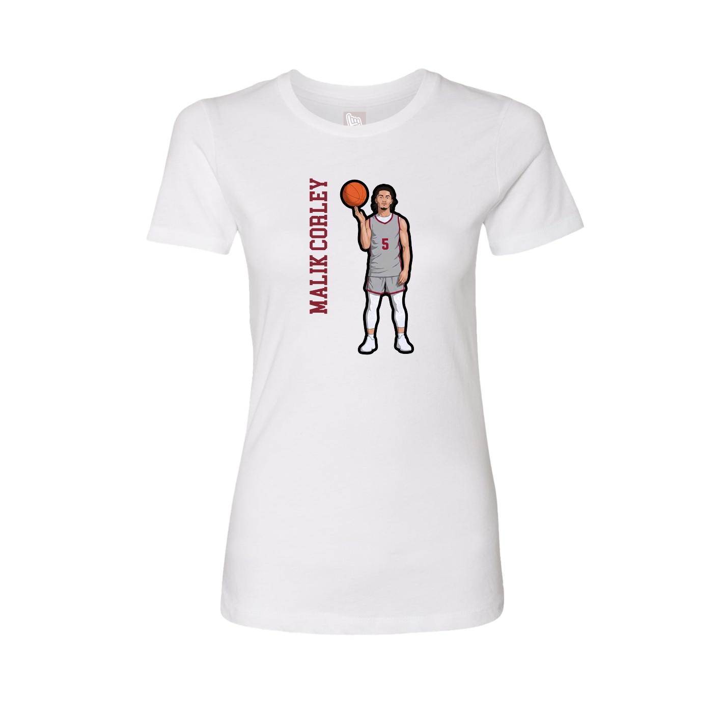 Fitted Women's Tee — Name Vertical in White