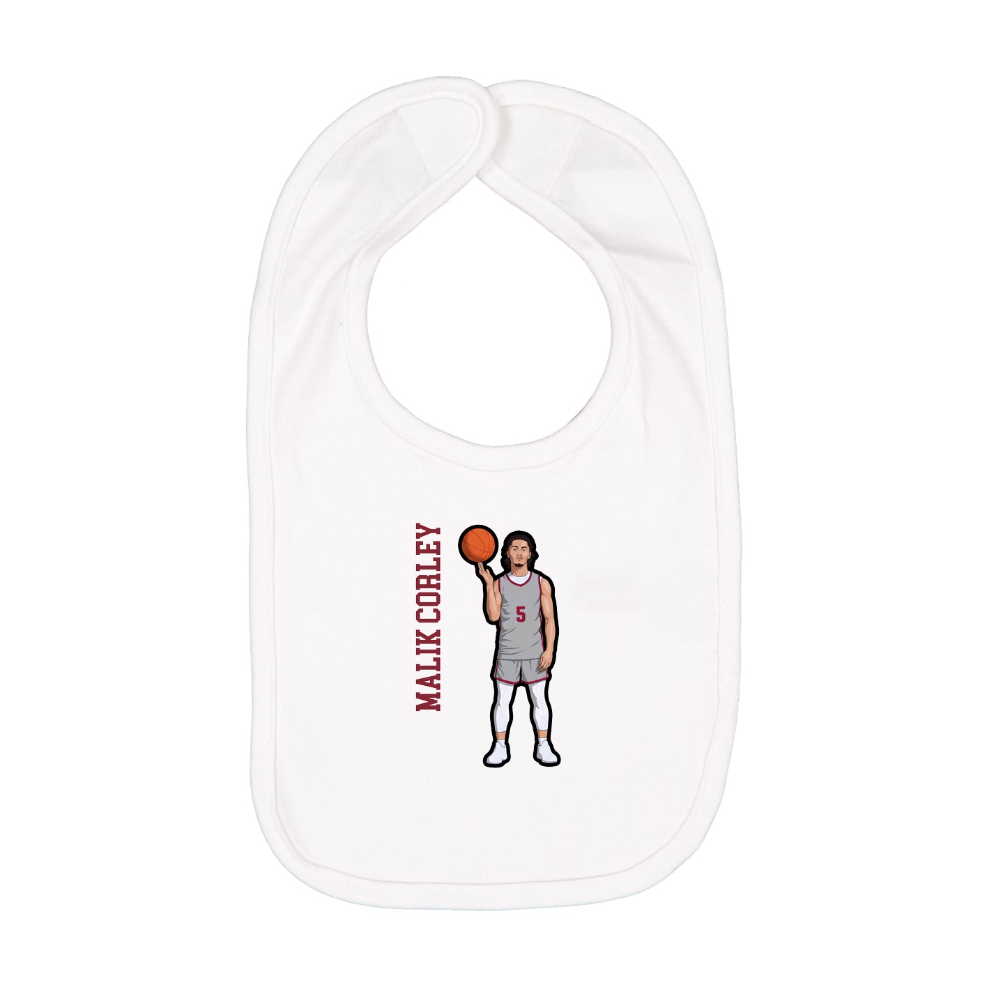 Infant Bib — Name Vertical in White