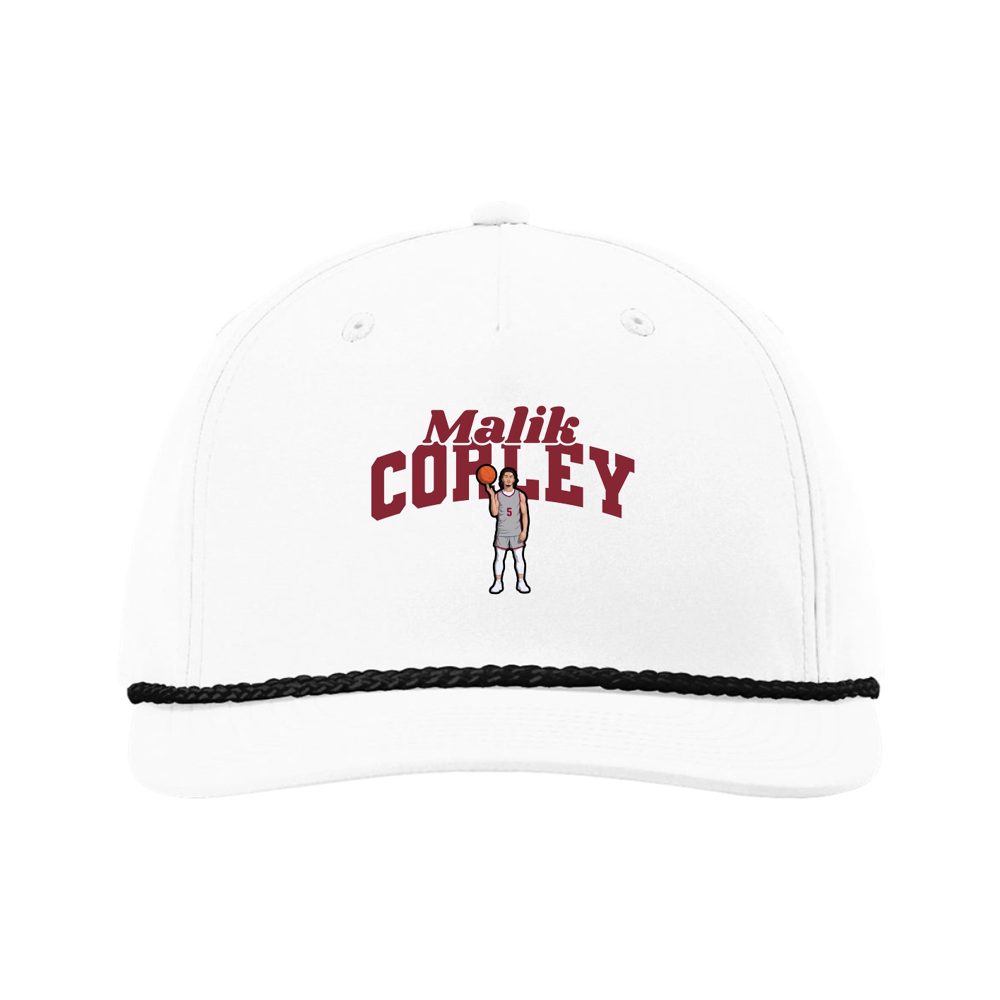 Five-Panel Classic Rope Cap — Signature Arch in White