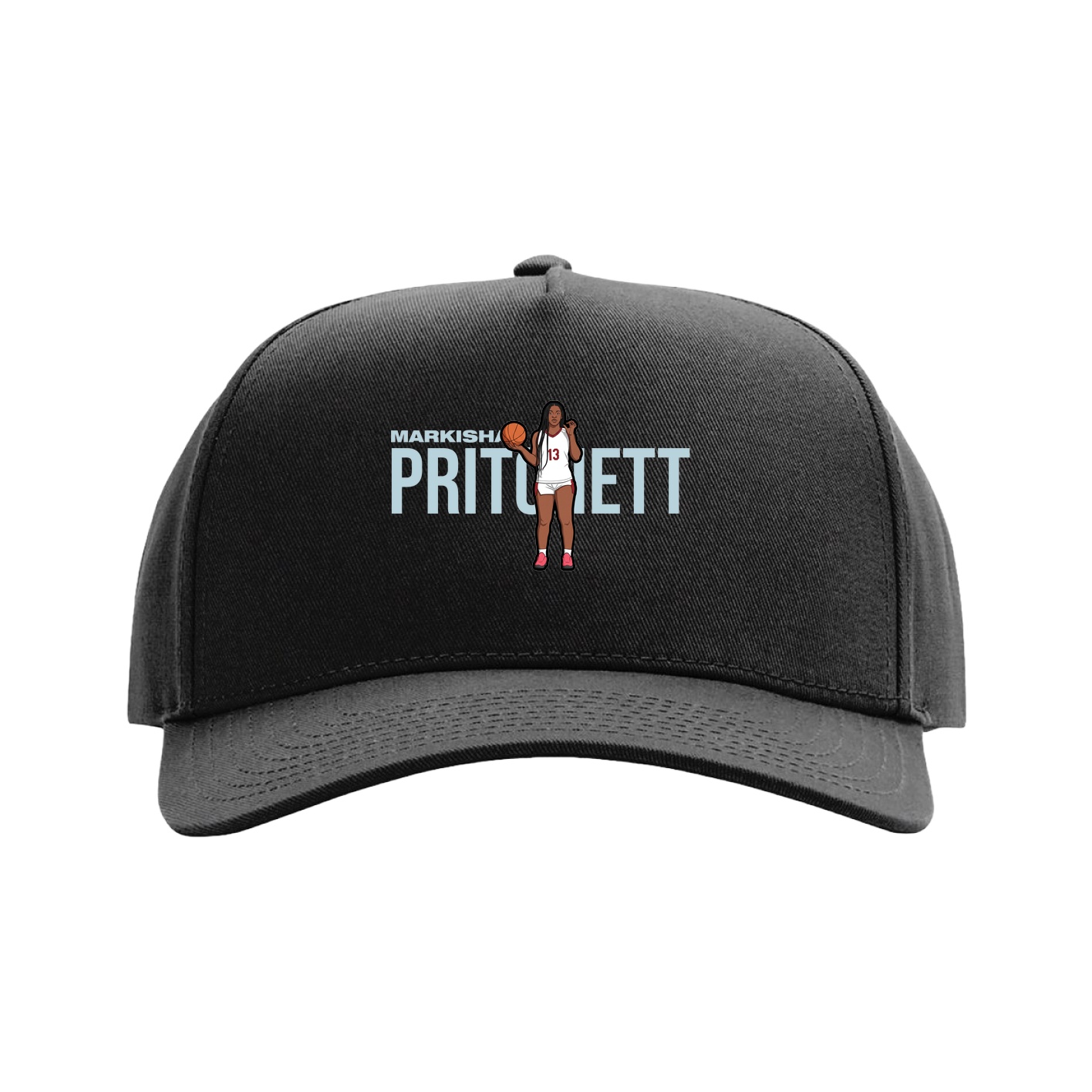 Full Fabric Five-Panel Champ Cap — Player Name in Black