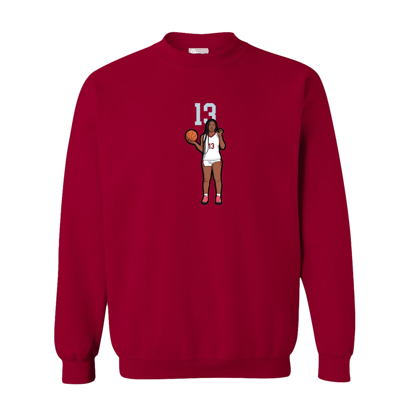 Fleece Crew — Number Top in Cardinal