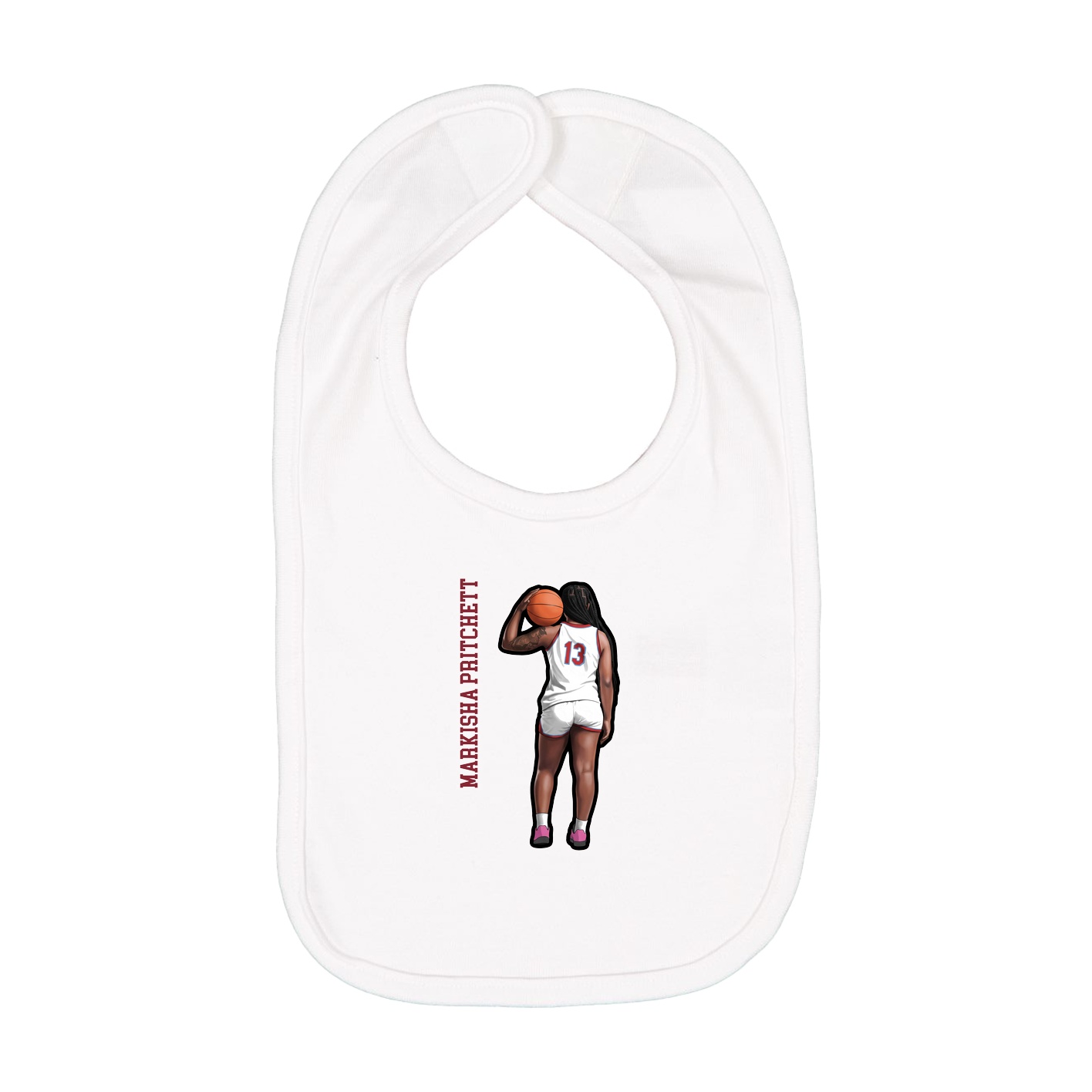 Infant Bib — Name Vertical in White