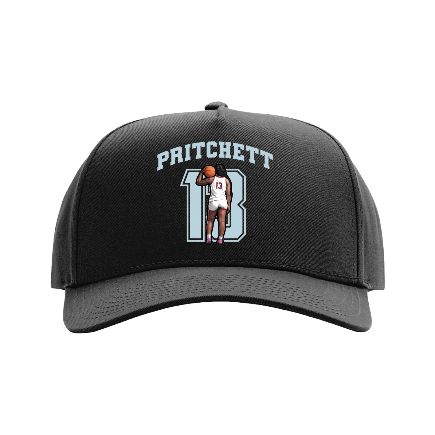 Full Fabric Five-Panel Champ Cap — Number in Black