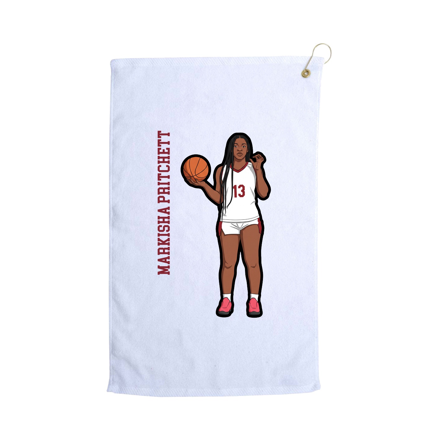 Golf Towel — Name Vertical in White