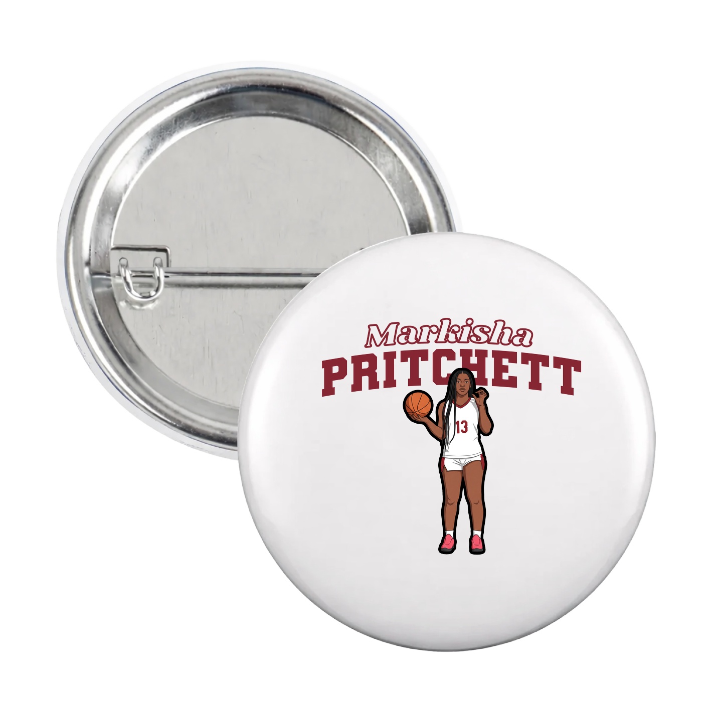 Game Day Button — Name Arch in White